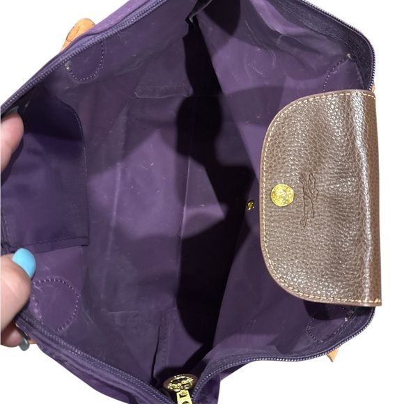 Long champ Chic Purple Tote Bag with Brown Accents - Picture 8 of 8